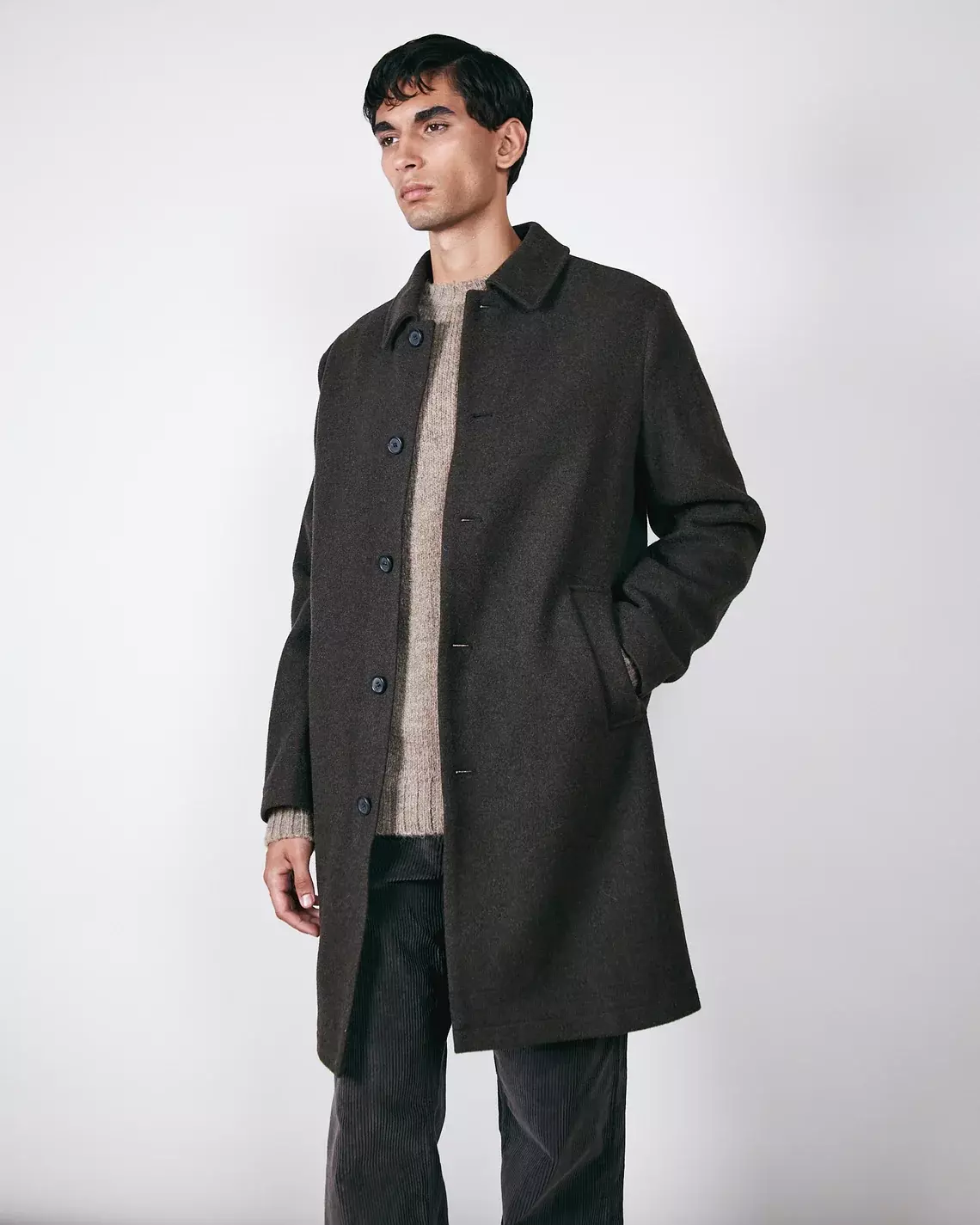 Brixtol Textiles T-Coat Wool Brown Herren Wollmantel braun